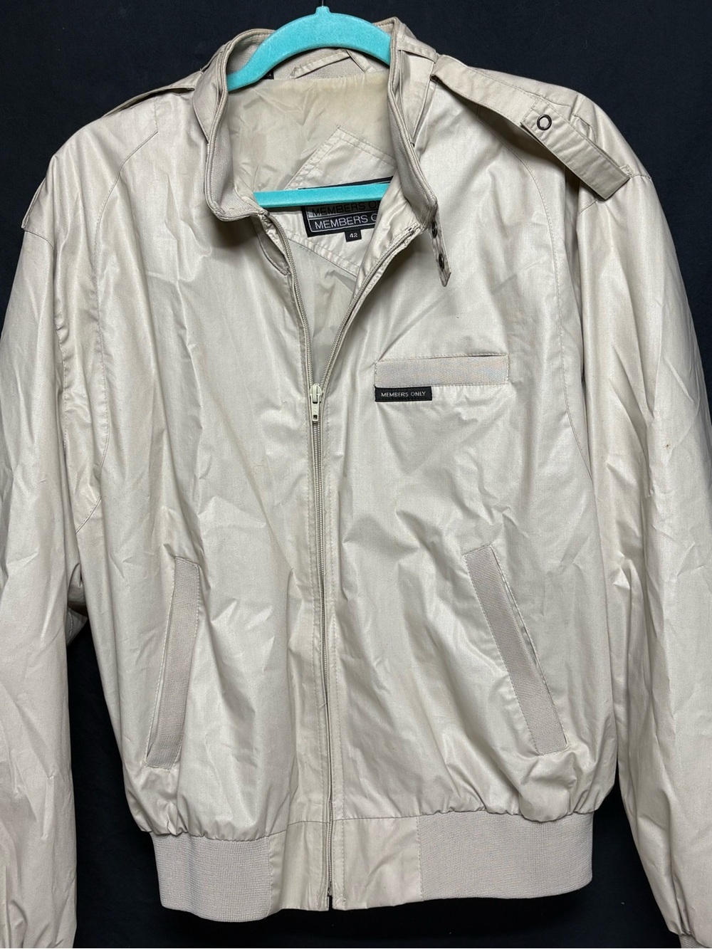 VTG Members Only Iconic Cafe Racer Bomber Jacket Beige size 42